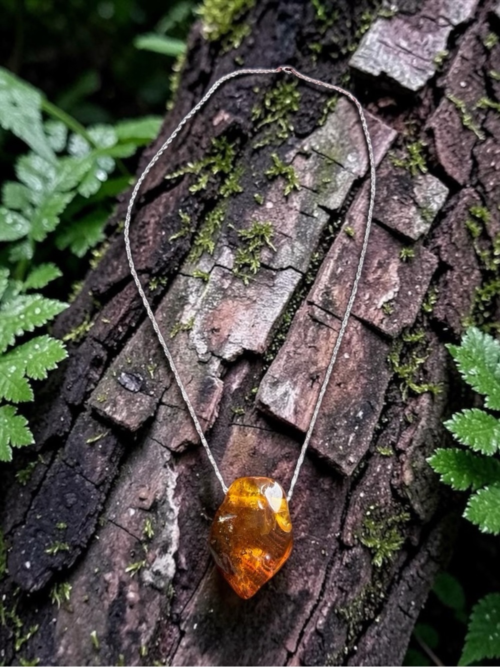 Genuine Natural Amber Pendant on Sterling Chain from Scotland